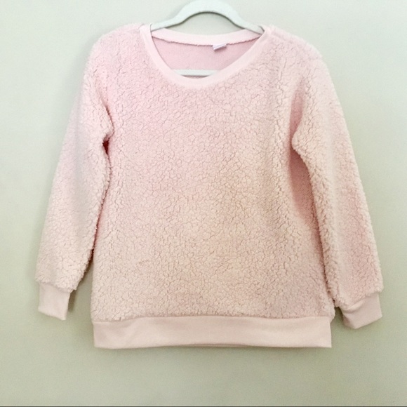 Tops - Sherpa sweatshirt comfy soft pink L